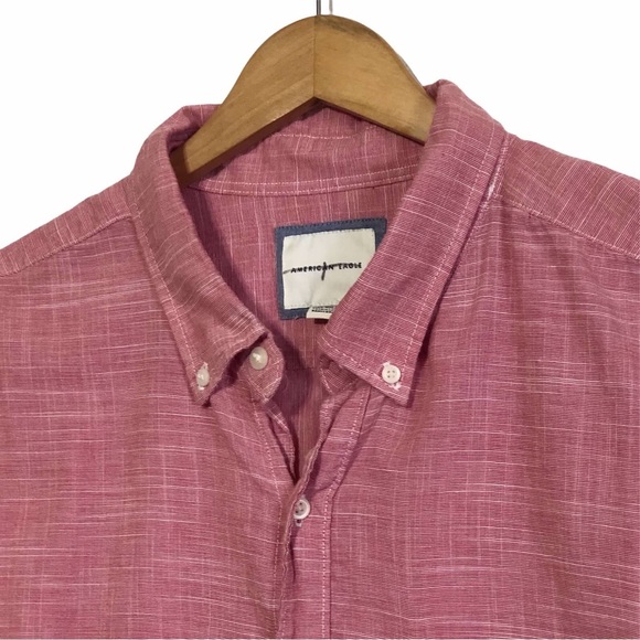 American Eagle Red Oxford Casual Button Down Shirt - Picture 2 of 8